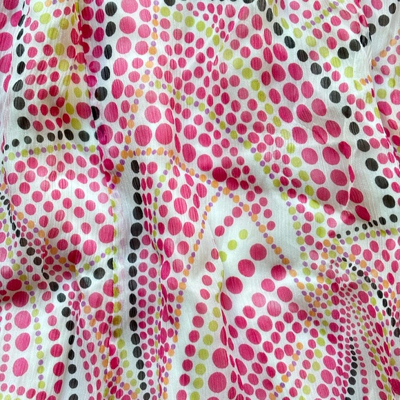 vintage talbots silk orange & pink polka dot midi skirt - Picture 3 of 9